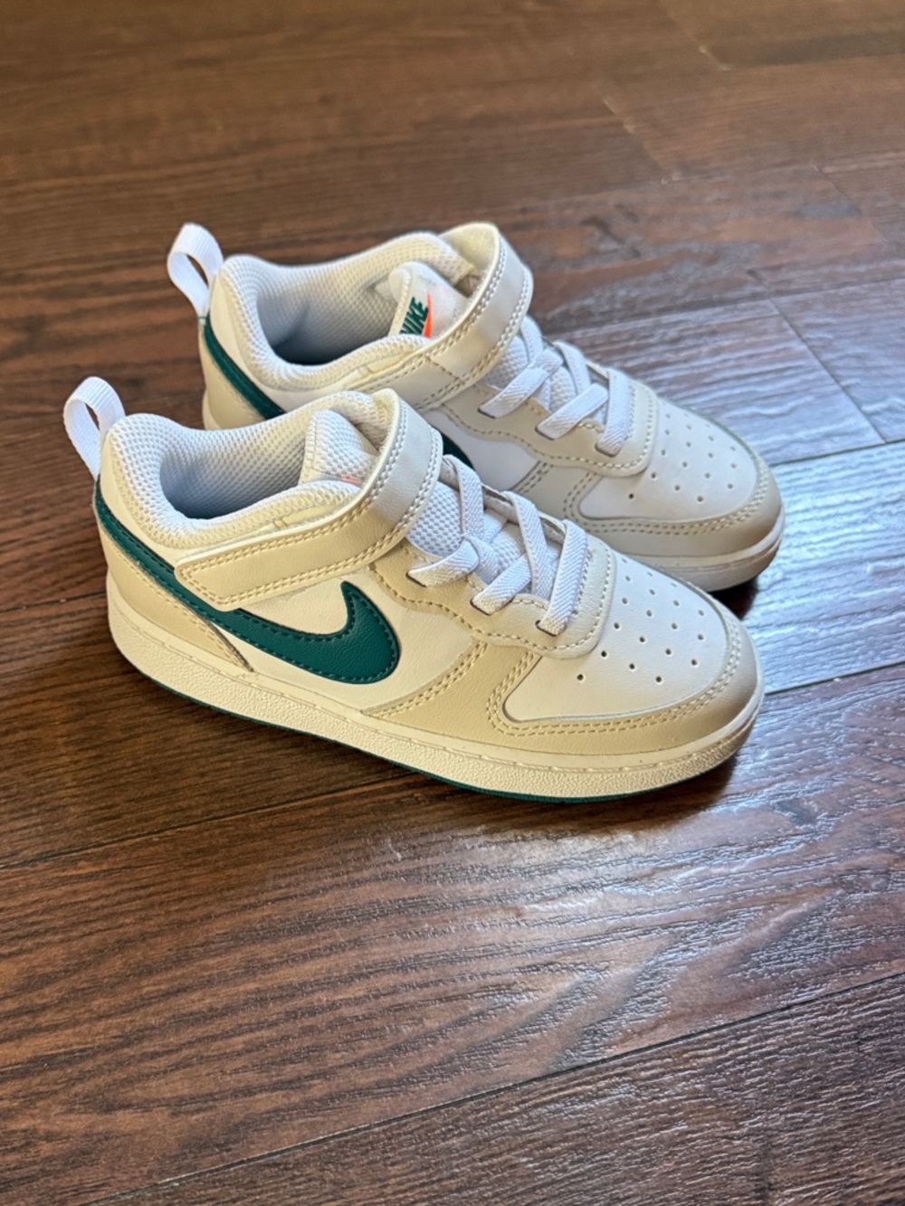 BRAND NEW-NO BOX Nike Kids White Sneakers with Teal Swoosh